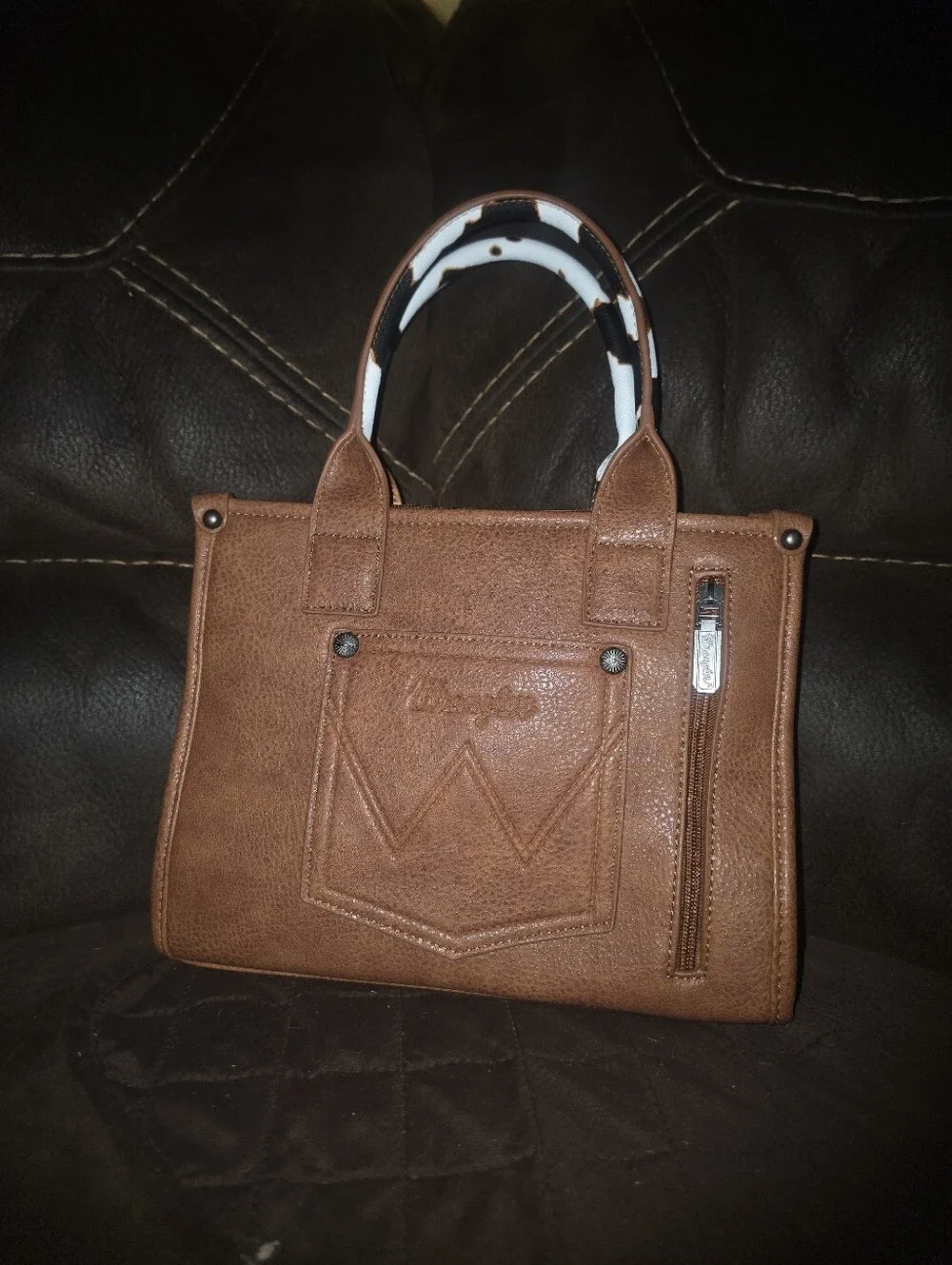 Wrangler Brown & White Cowhide-conceal/carry Purse